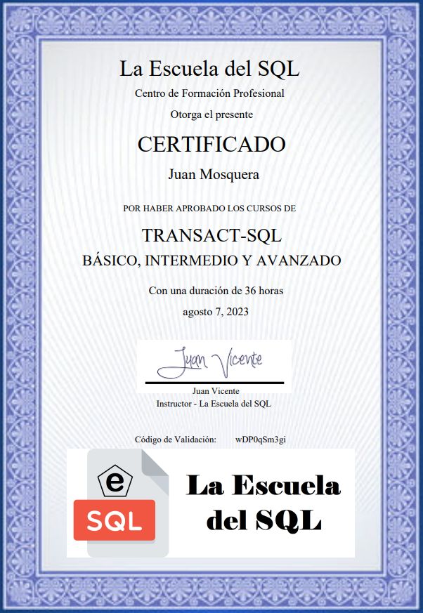 Certificate Transact-SQL